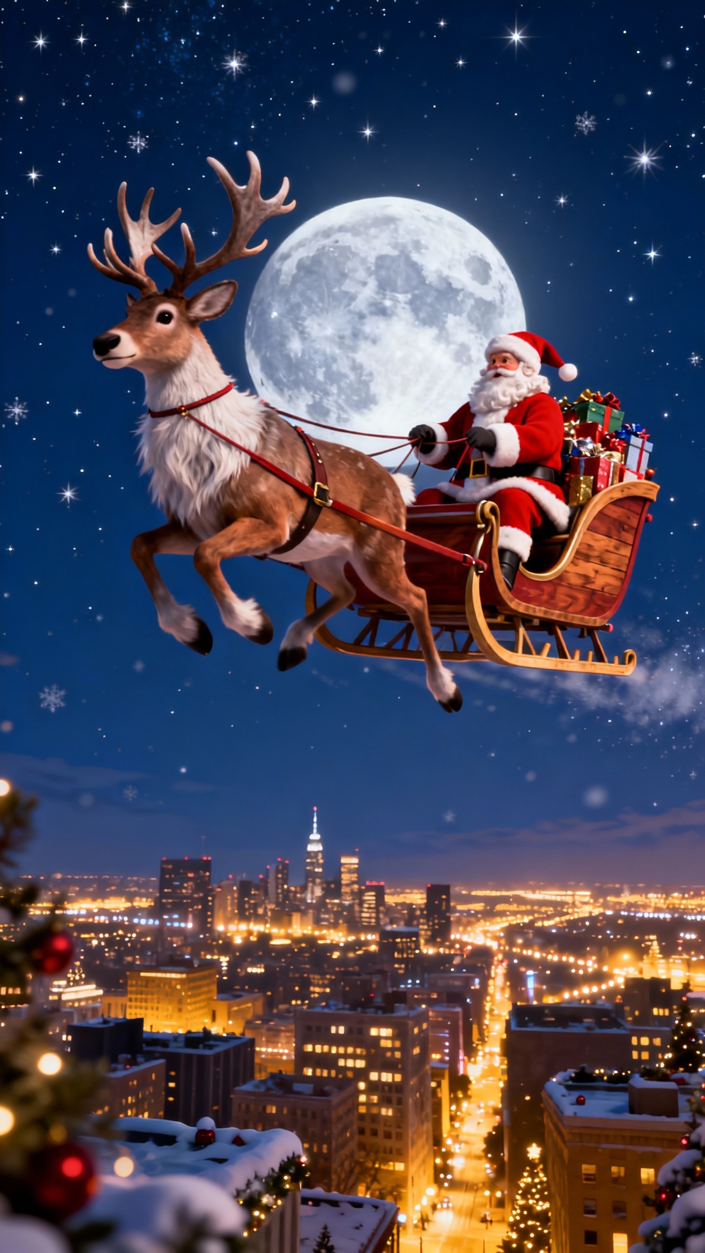 Santa y su Trineo - Fondo de Pantalla 4K