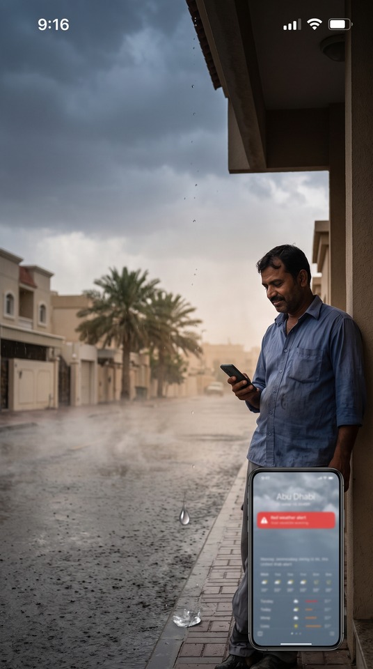 Abu Dhabi അബ ദ ബ Rain Alert - 4K Lock Screen