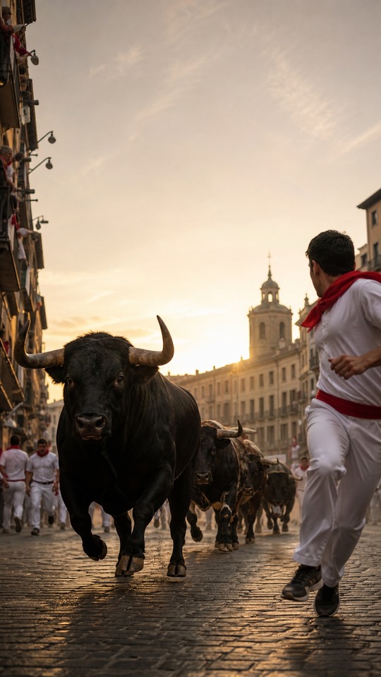 San Fermín Lâcher de Taureaux - Fond d'écran 4K