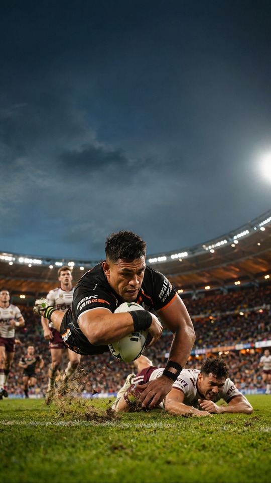 Channel 9 NRL Rugby Try Action - 4K Wallpaper