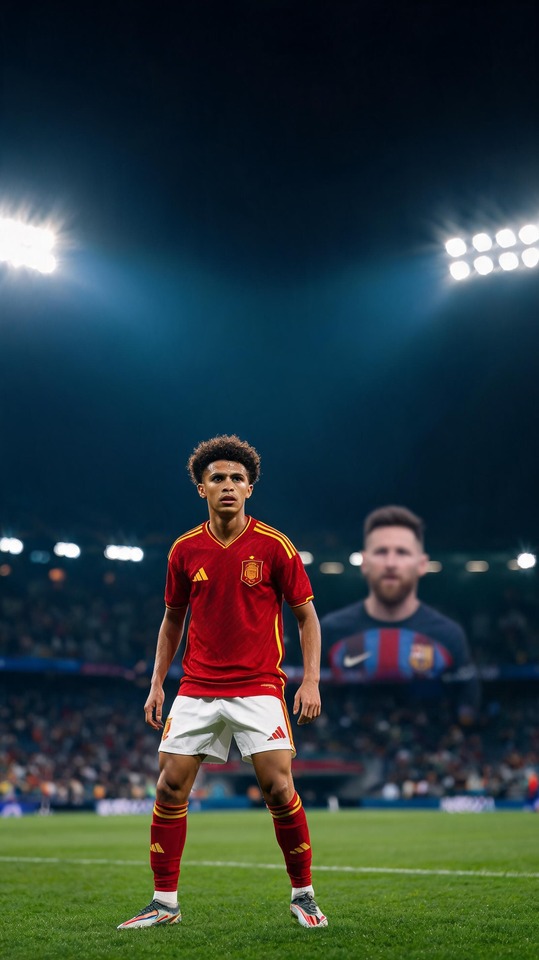 Lamine Yamal and Messi Stats - 4K Phone Wallpaper