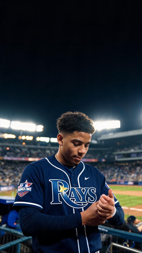 Junior Caminero Rays Cinematic Baseball - 4K Wallpaper