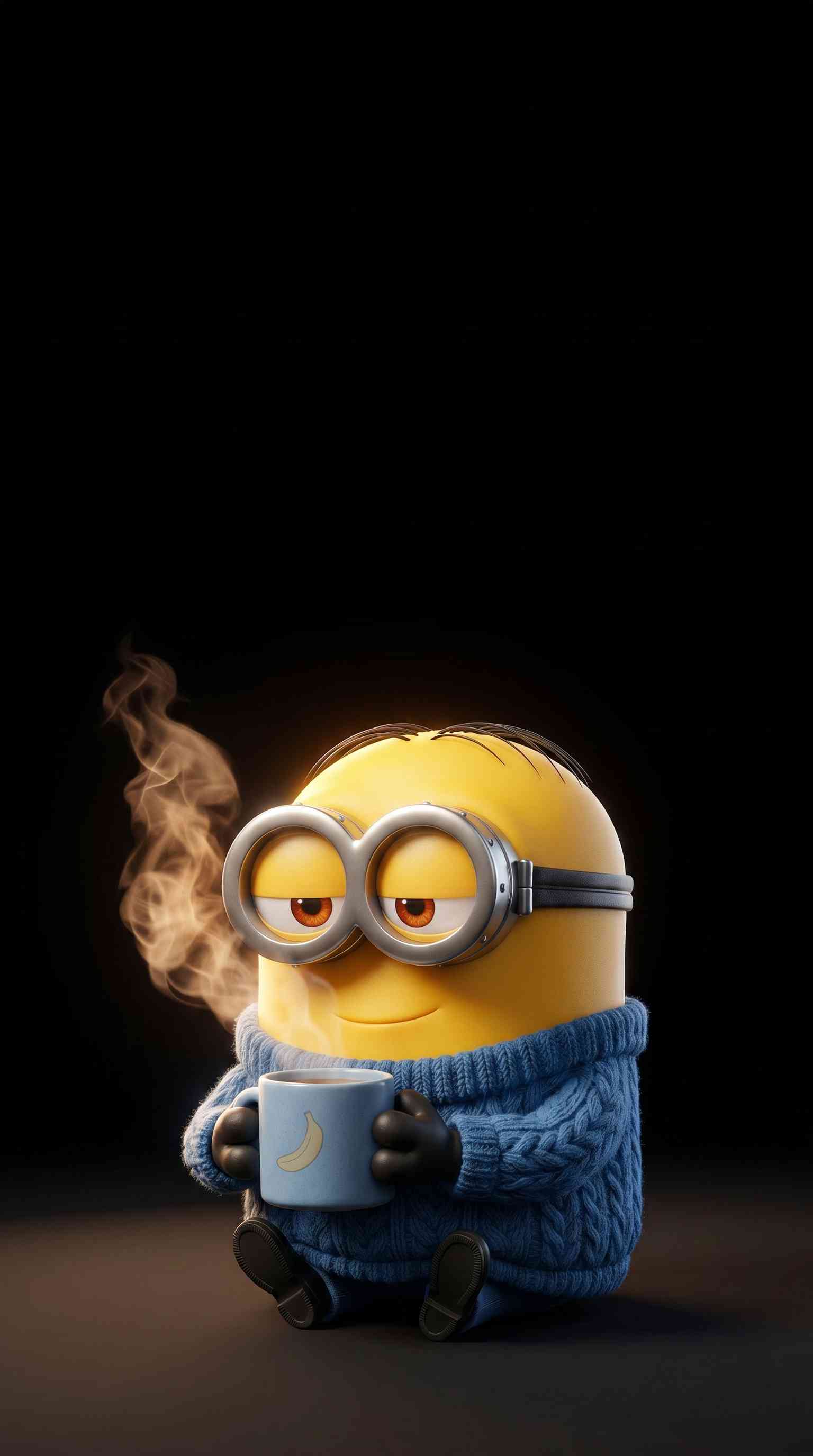 Cozy Minion Blue Sweater - 4K Wallpaper