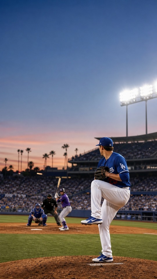 Dodgers vs Rockies Baseball Action - 4K Phone Background