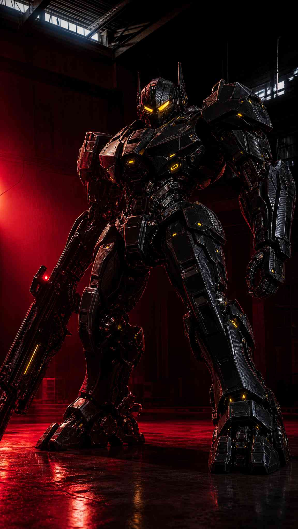Black Mecha Robot Warrior - 4K Wallpaper