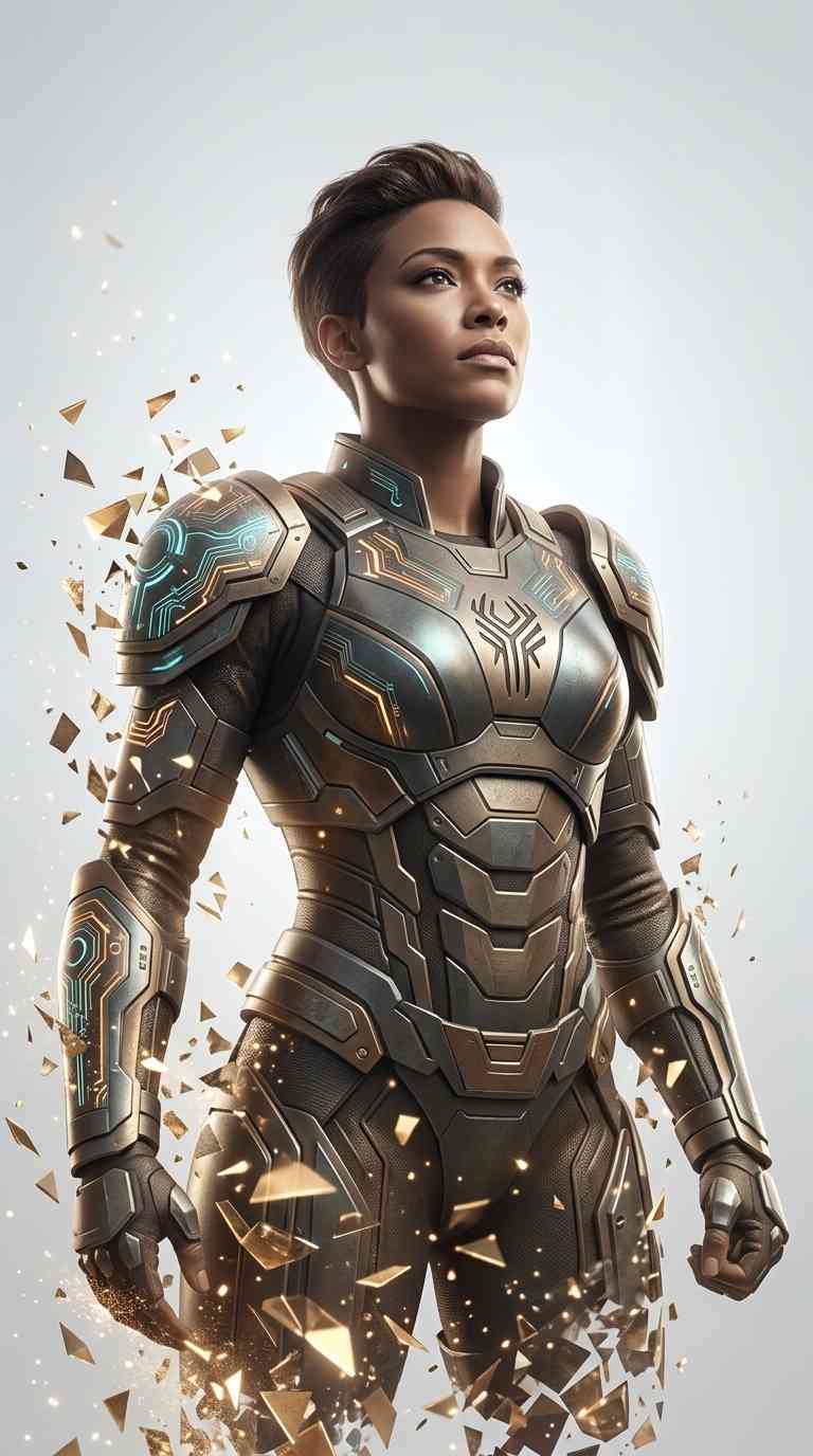 Sci-Fi Female Soldier Cyber Armor - 4K Backgrounds