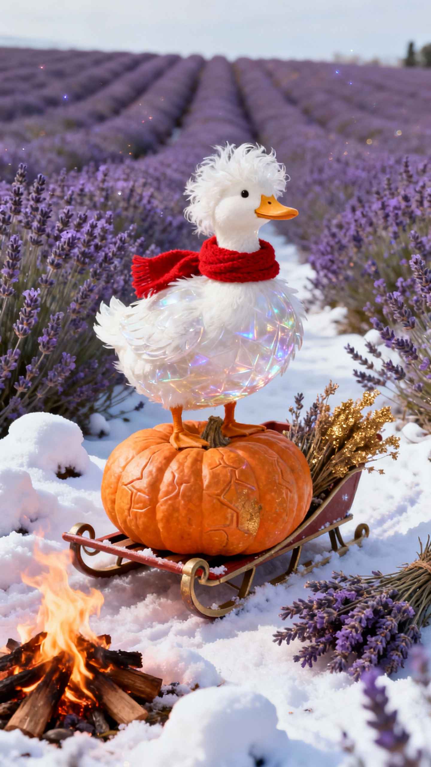 Winter-Fantasie Ente - 4K Handy Wallpaper