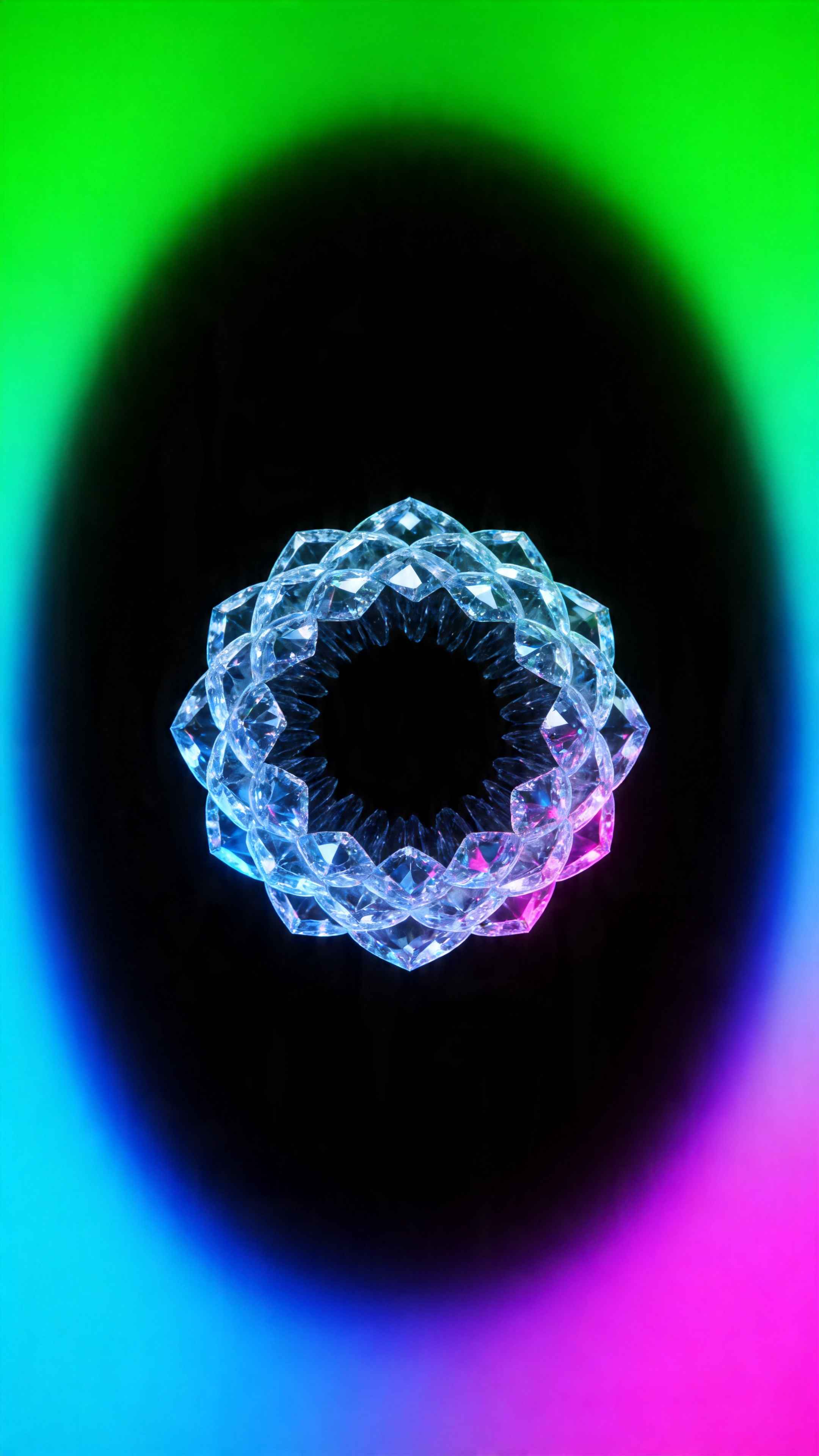 Crystal Lotus Neon Abstract - 4K Phone Background