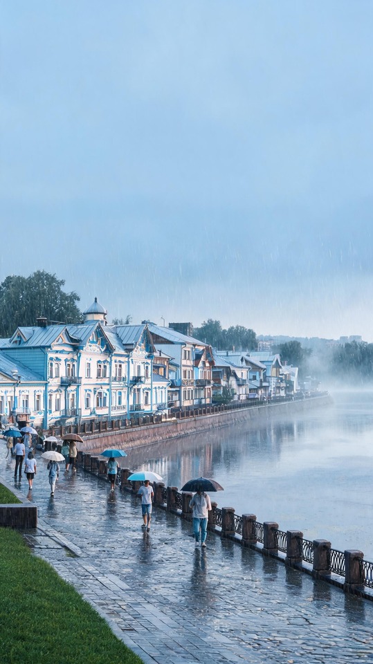 Pogoda Weather Rainy Cityscape - 4K Background