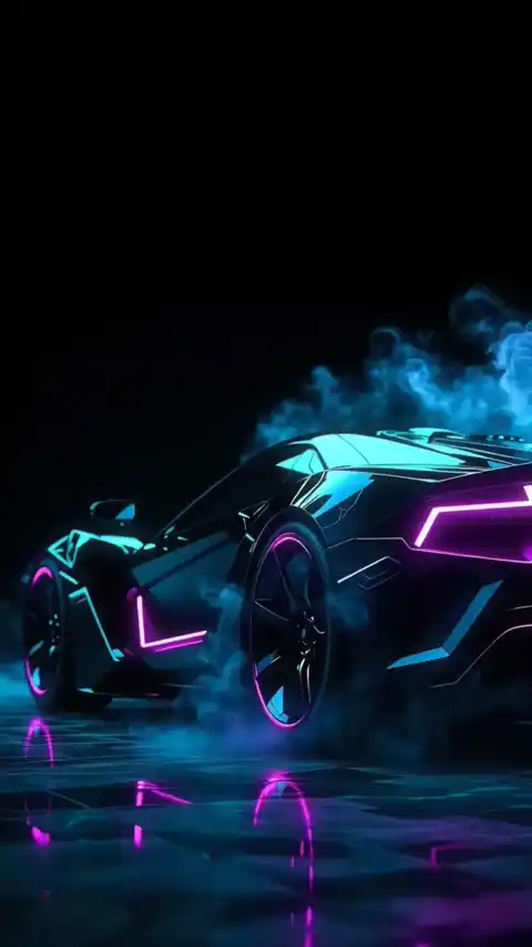 Futuristic Neon Sports Car - 4K Moving Background