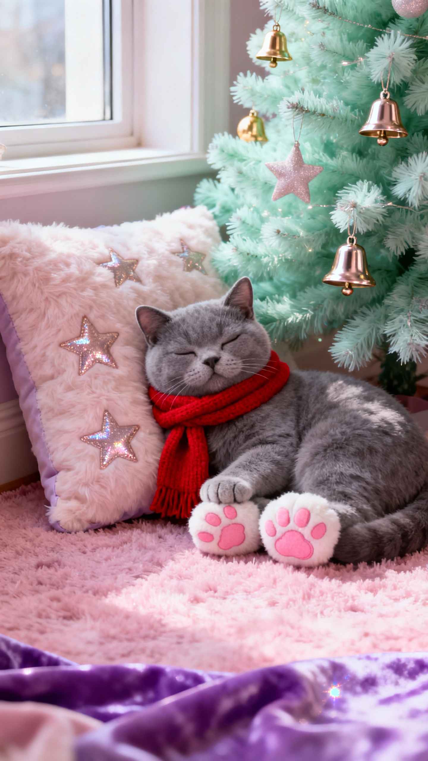 Süße Weihnachts-Katze - 4K Hintergrundbild