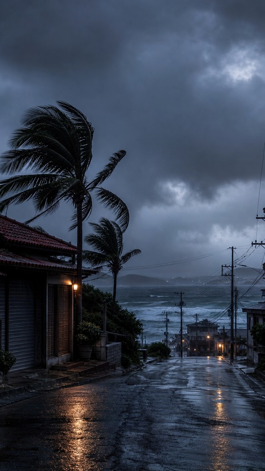 Okinawa Power Outage - Cinematic Typhoon 4K Wallpaper