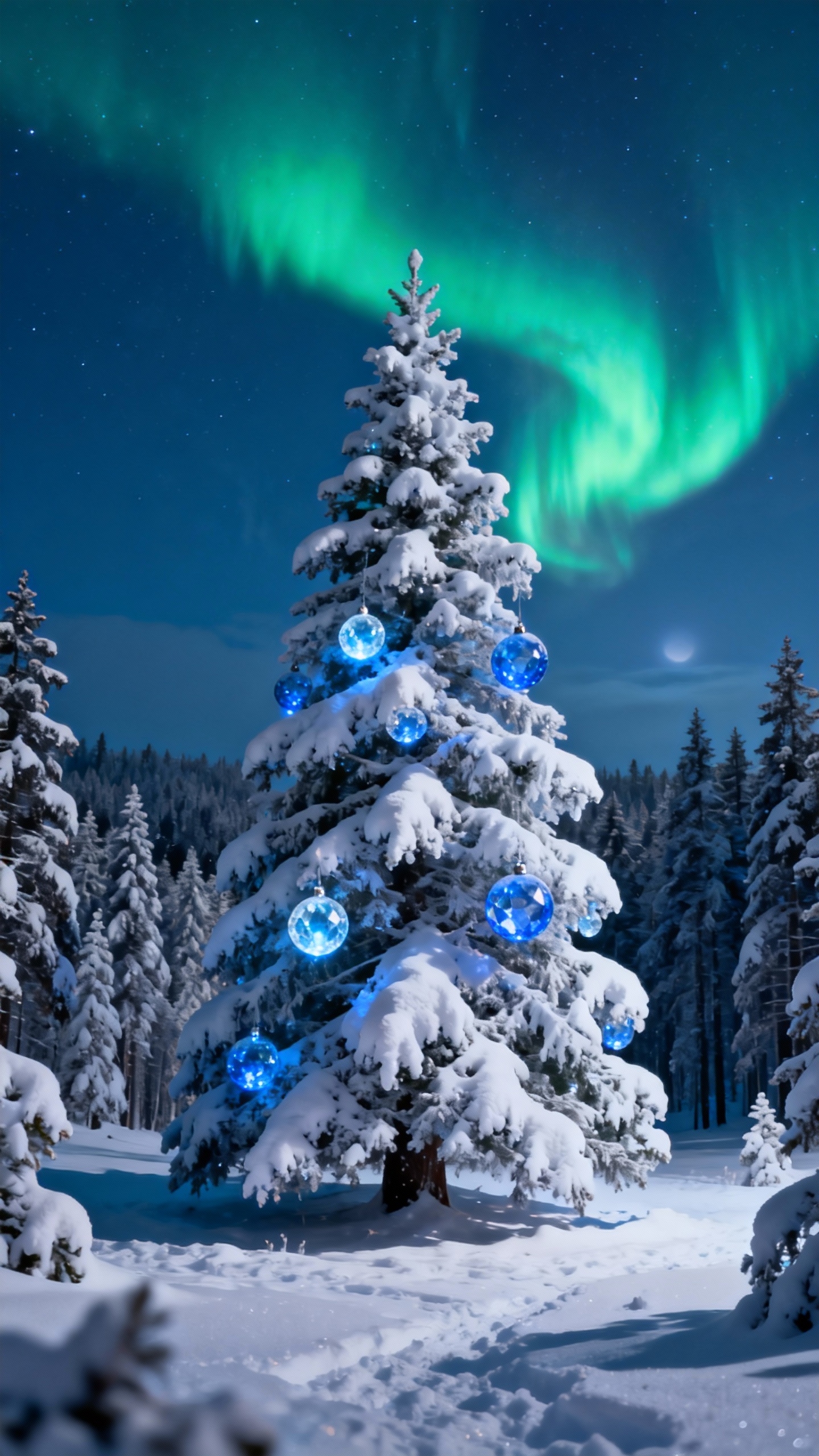 Weihnachtsbaum & Nordlicht - 4K Wallpaper