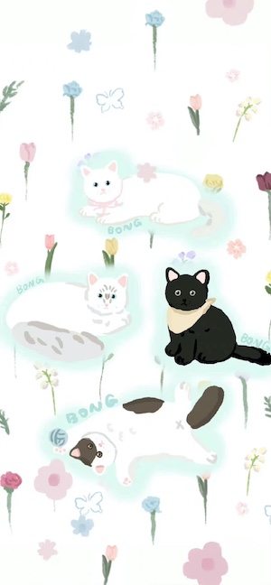 Cute Cats Illustration - 4K Mobile Wallpaper