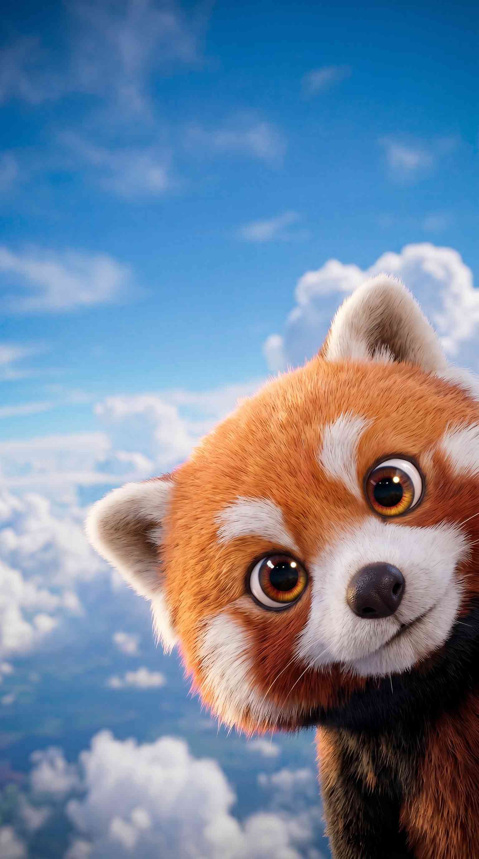 Red Panda Peeking - 4K Phone Wallpaper