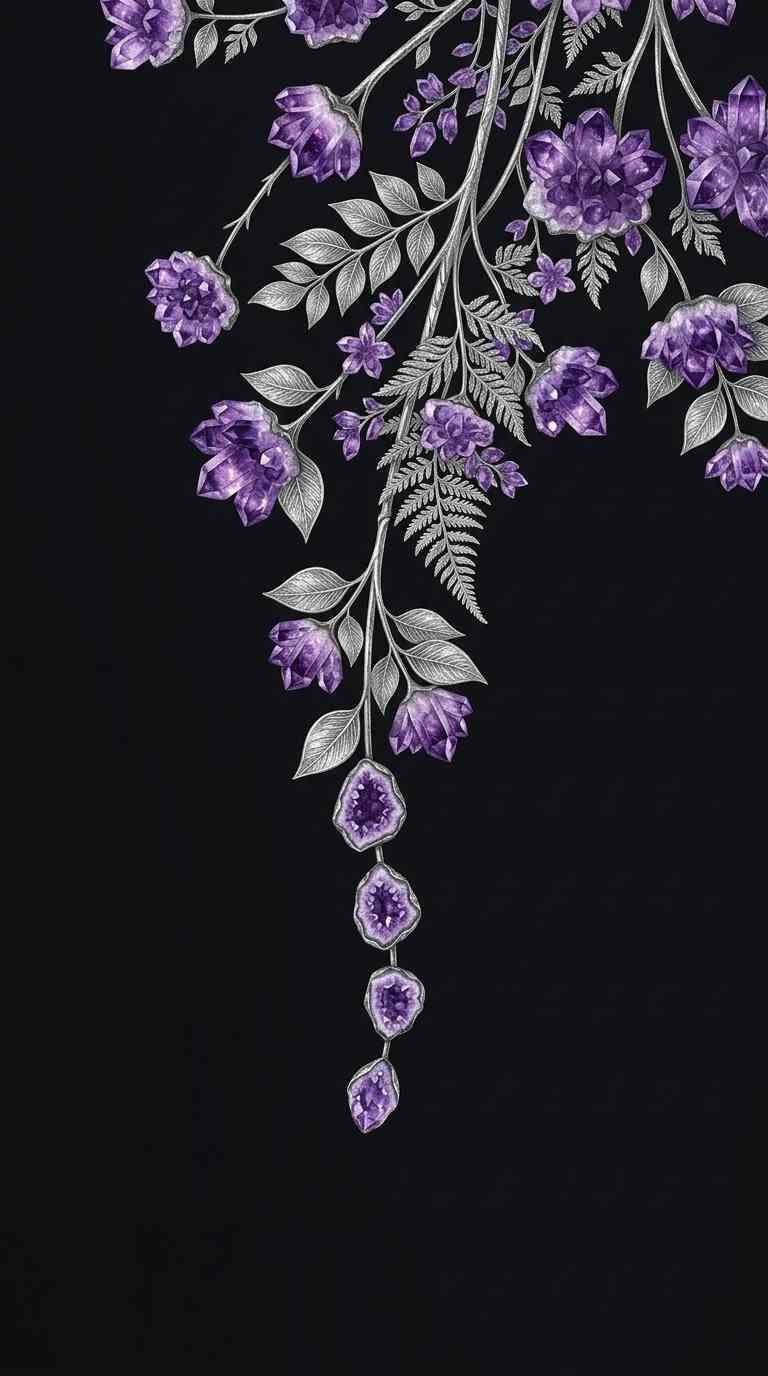Amethyst Kristall Blumen - 4K Handy Hintergrundbild