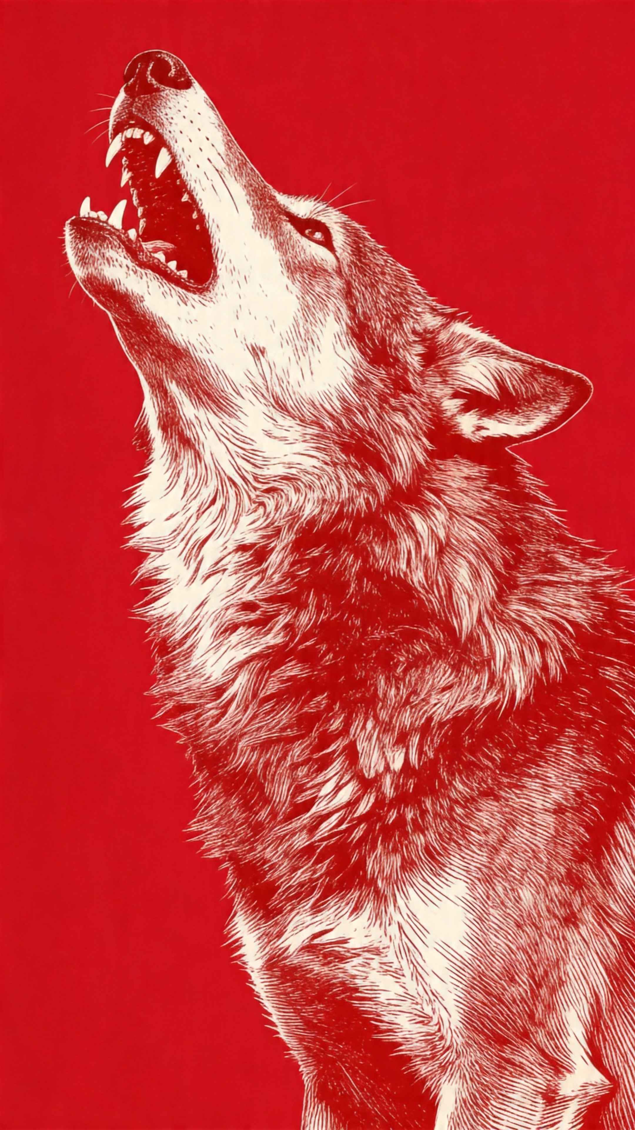 Heulender Wolf Sketch-Art - 4K Hintergrundbild