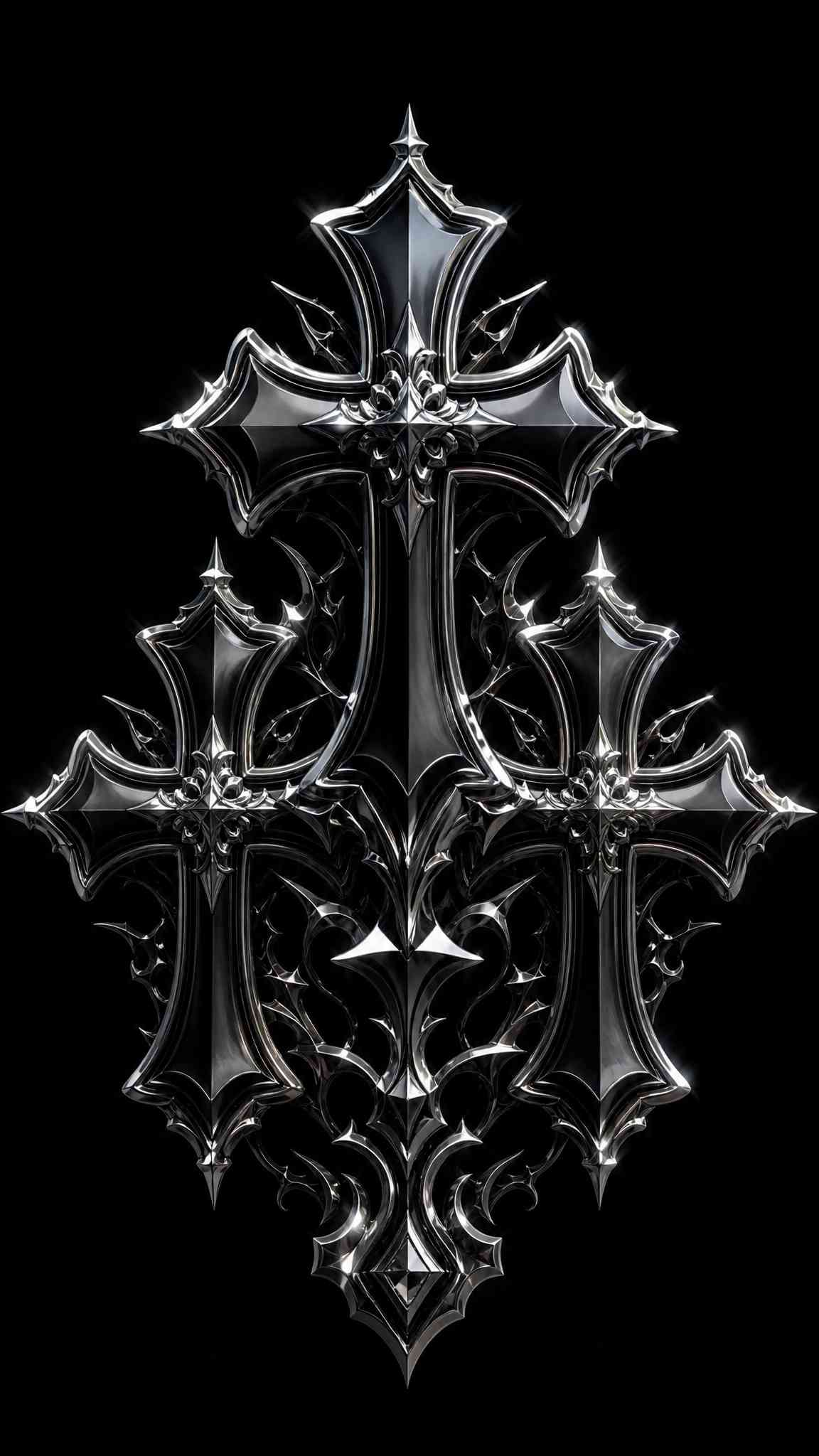 Gothic Metallic Cross - 4K Phone Wallpaper