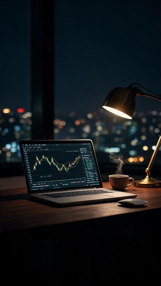 Cryptocurrency Trading Chart Night - 4K Wallpaper
