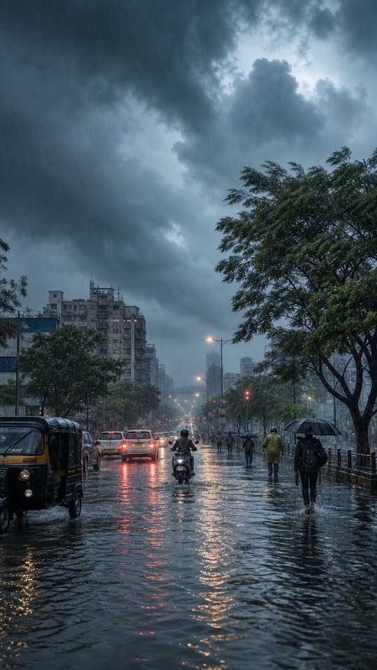 Ahmedabad Monsoon Street Scene - 4K Wallpaper