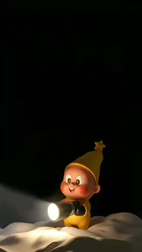 손전등을 든 귀여운 3D 캐릭터 - 움직이는 배경화면