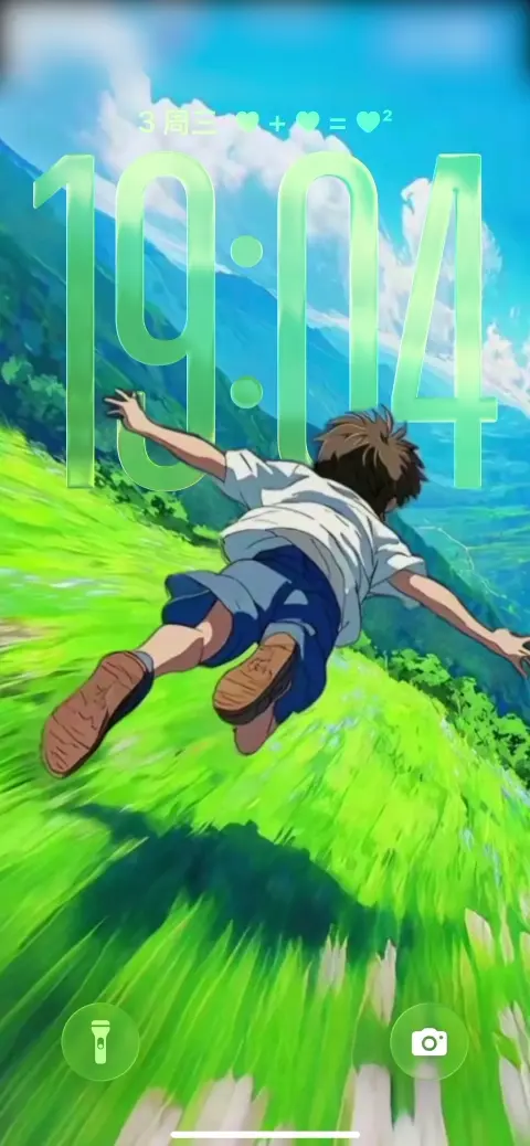 Chico Anime Deslizando Colina Verde - Fondos 4K