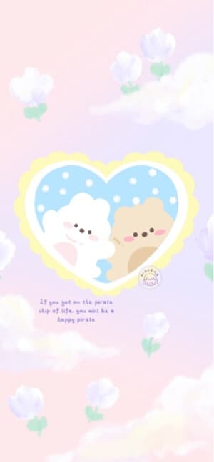 Süße Pastel Bären Herz - 4K Handy Wallpaper