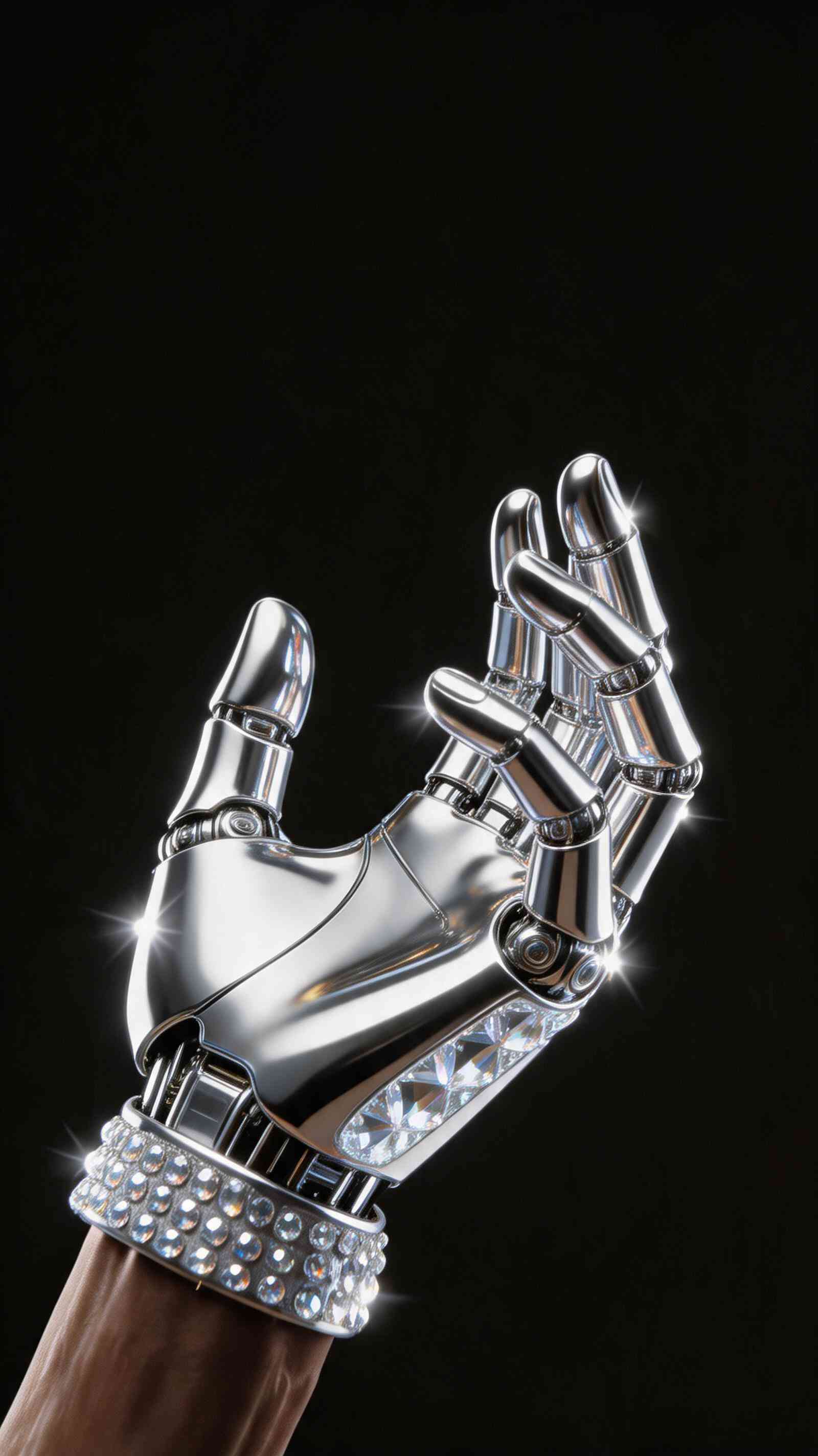 Chrome Cyborg Hand Jewelry - 4K Mobile Wallpaper