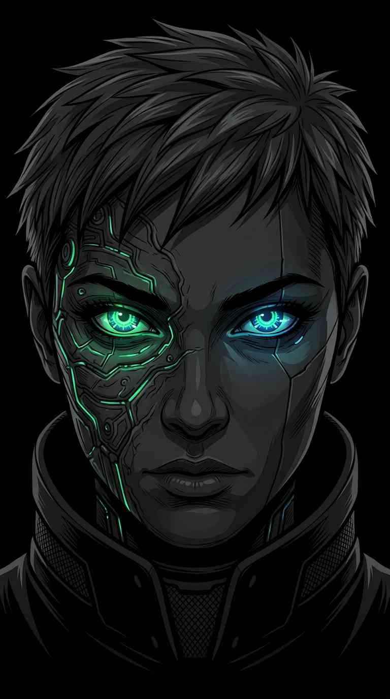 Cyberpunk Androidin - 4K Handy Wallpaper