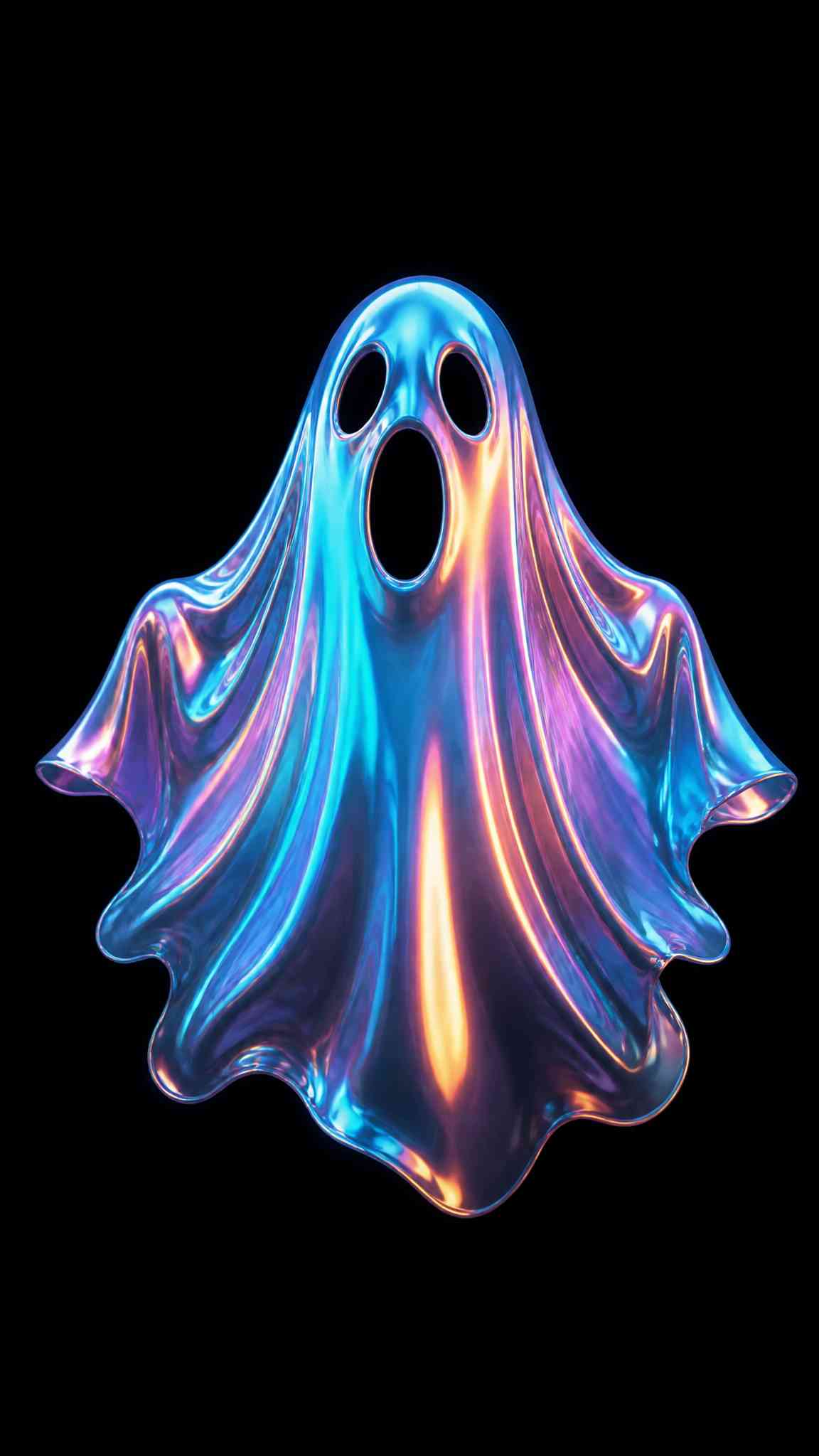 Iridescent 3D Ghost - 4K Phone Background
