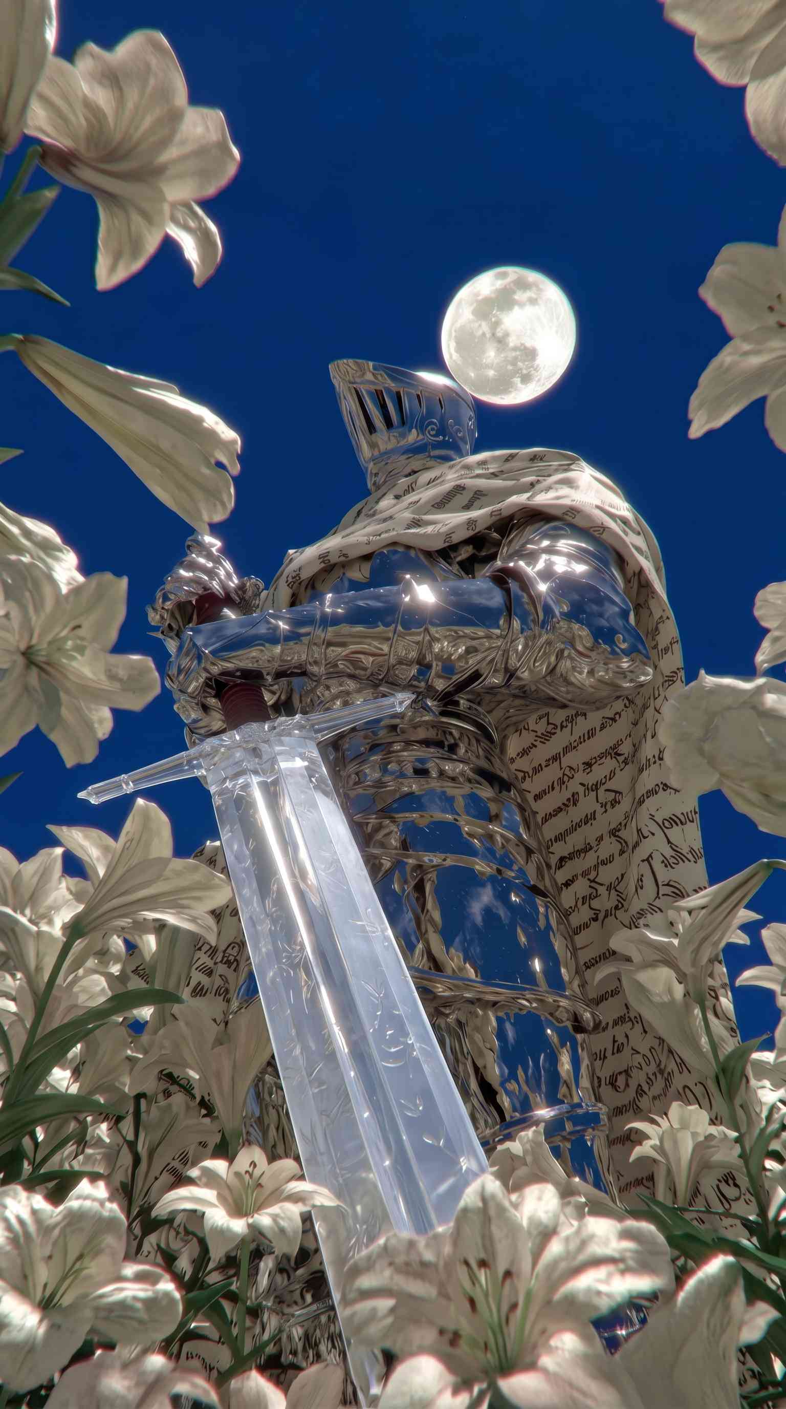 Chevalier d'Argent et Épée de Cristal - Fond d'Écran 4K