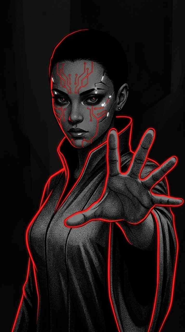 Cyberpunk Cyborg Woman - 4K Phone Wallpapers