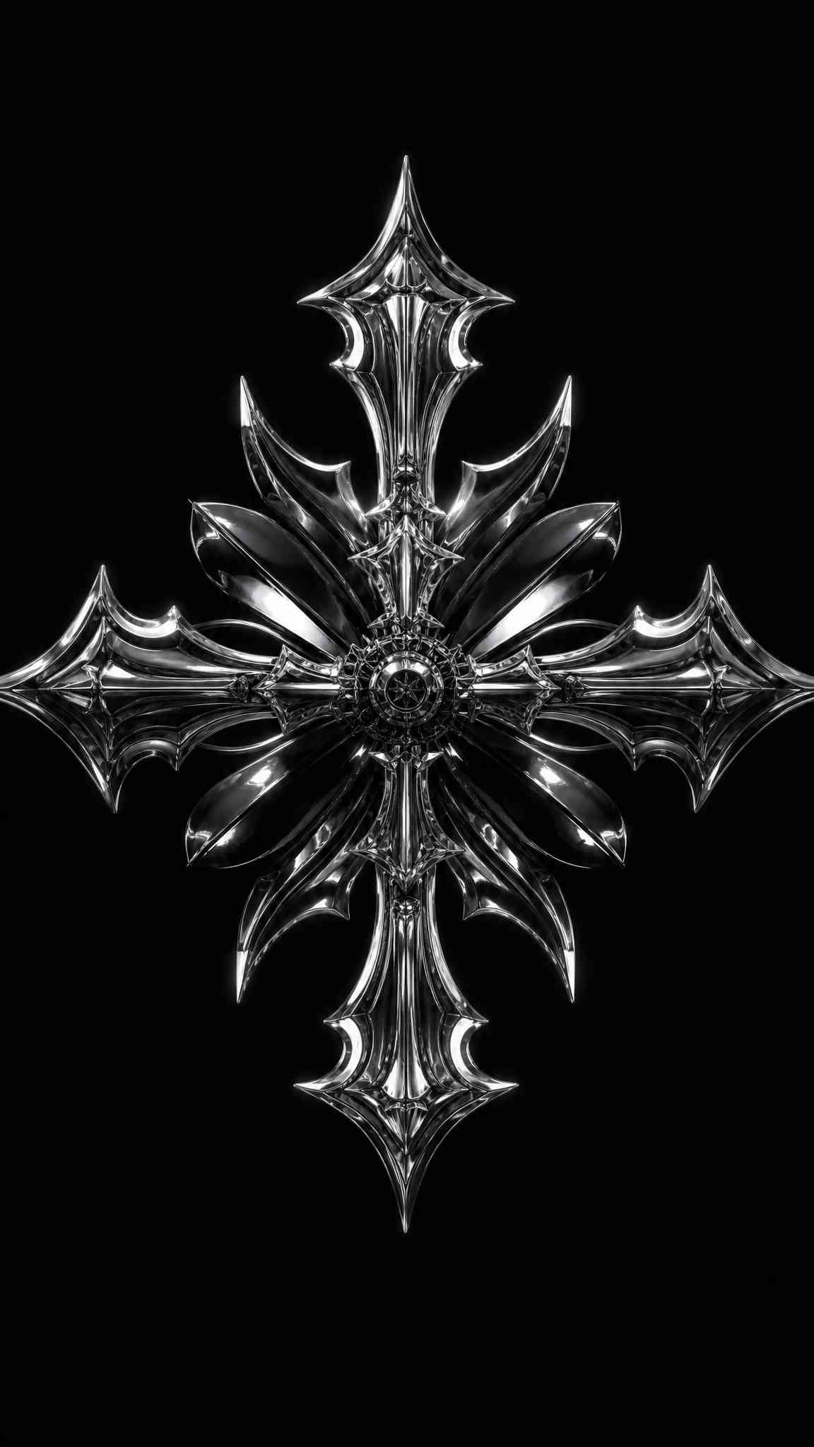 Chrome Gothic Cross 3D Metallic - 4K Wallpaper