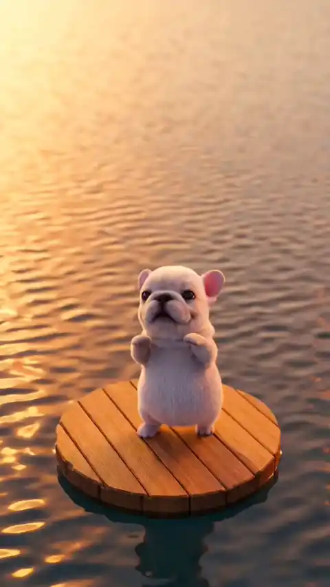 Cute Puppy Sunset Water Live Wallpaper