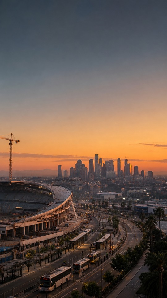 2028 LA Olympics Stadium at Sunset - 4K Wallpaper