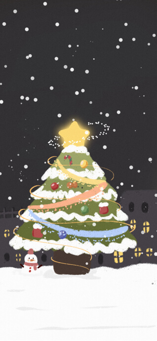 Christmas Tree Illustration - 4K Wallpapers