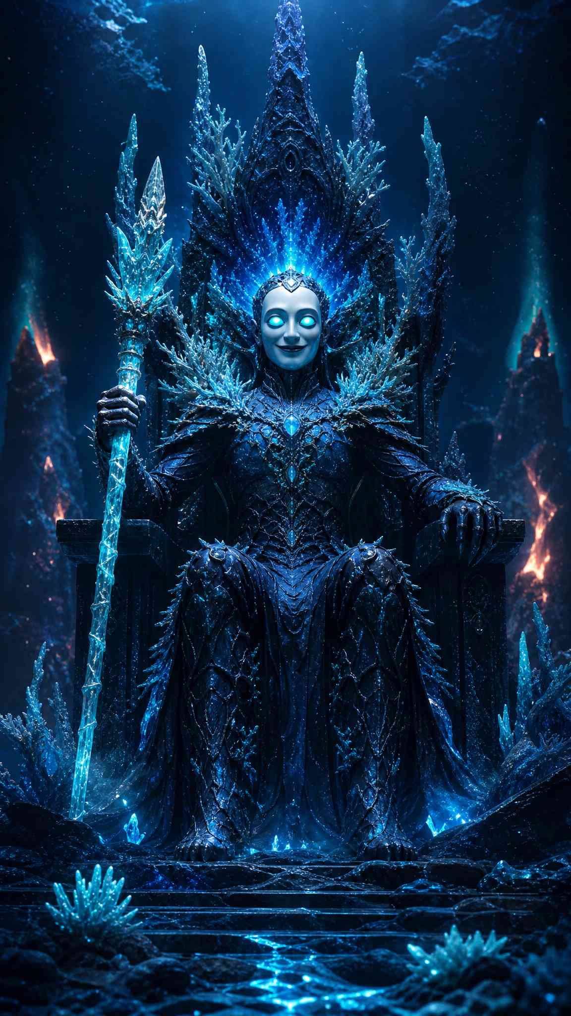 Ice Queen Crystal Throne - 4K Phone Background