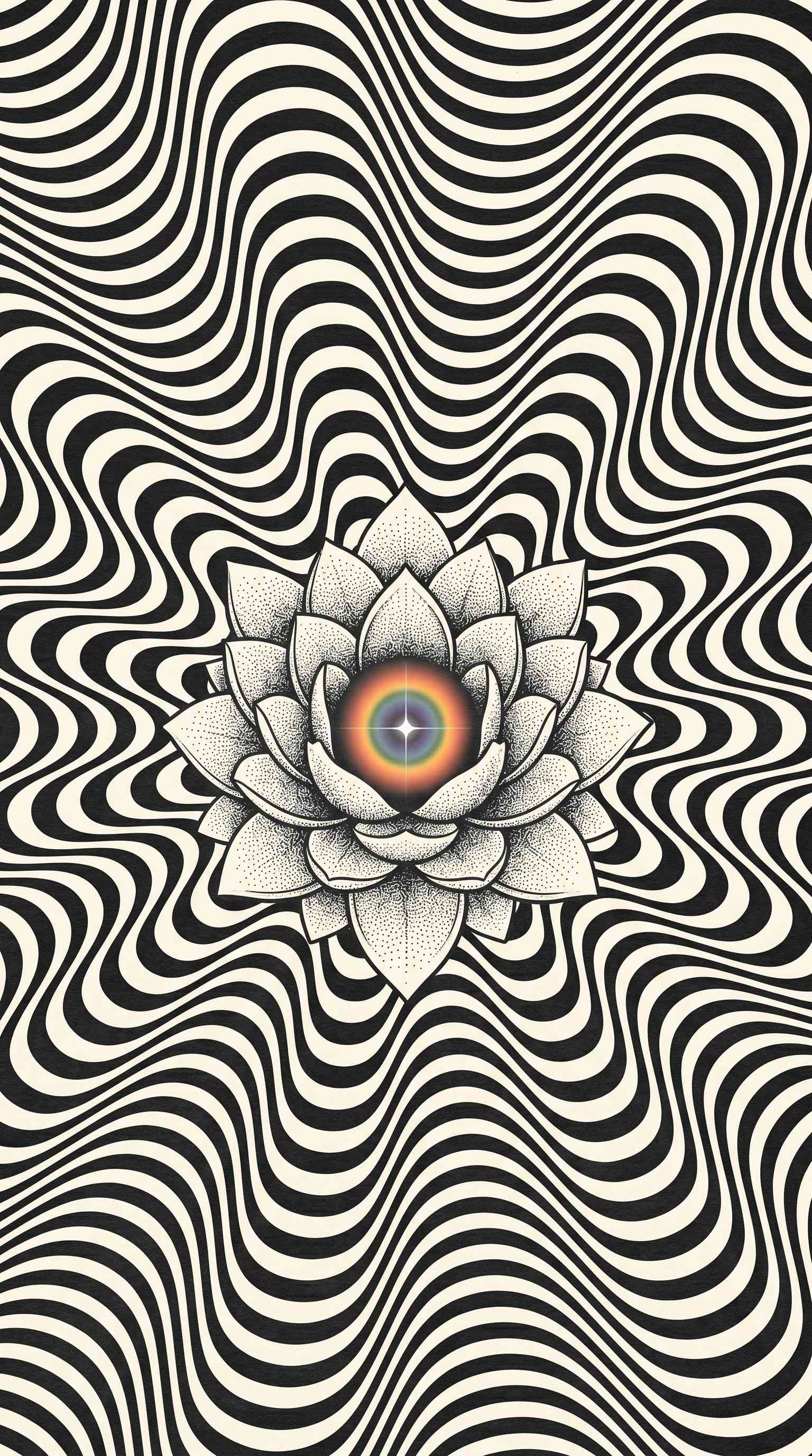 Psychedelic Lotus Optical Art - 4K Wallpaper