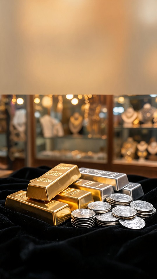 Lingotes de Oro स न y Monedas de Plata 4K