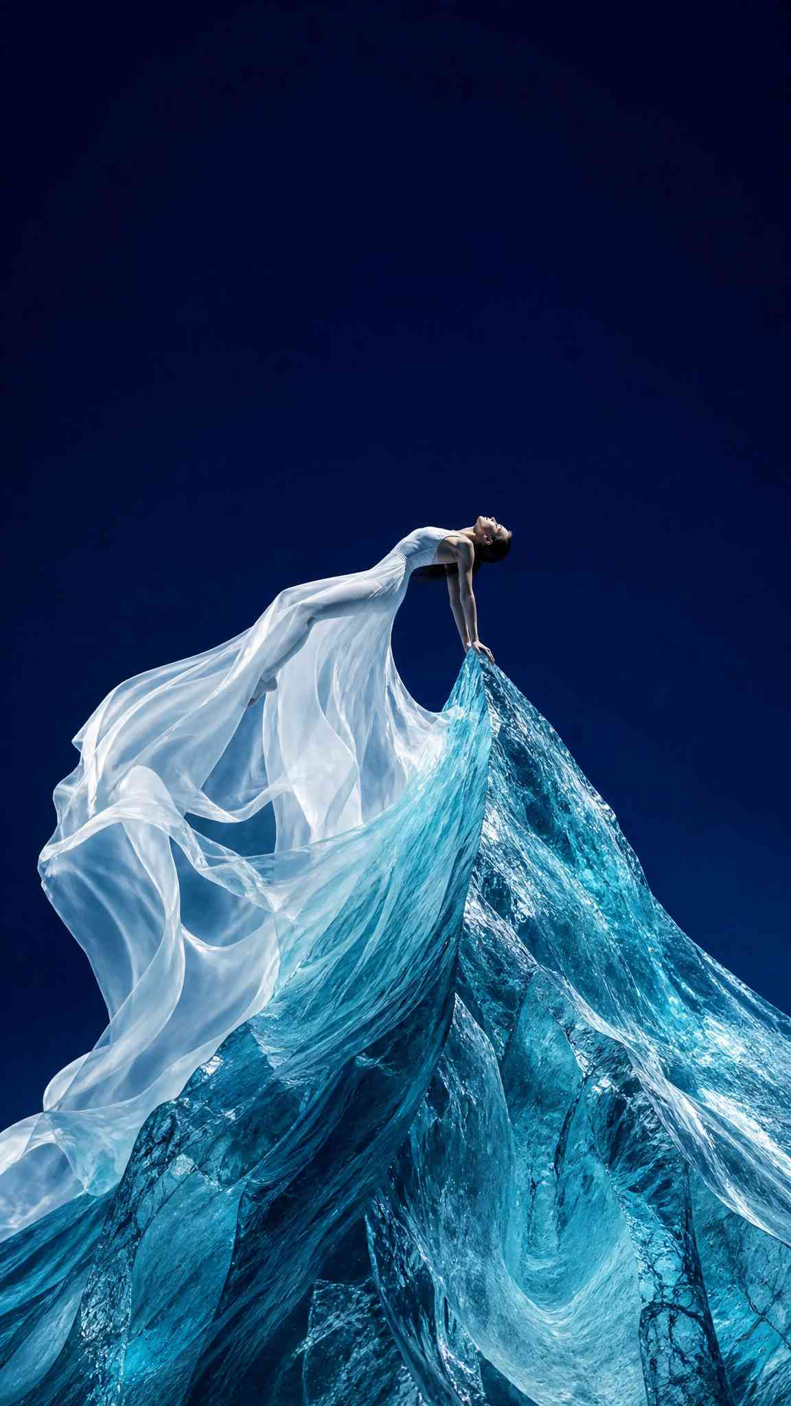 Ethereal Woman Ice Peak - 4K Phone Wallpaper