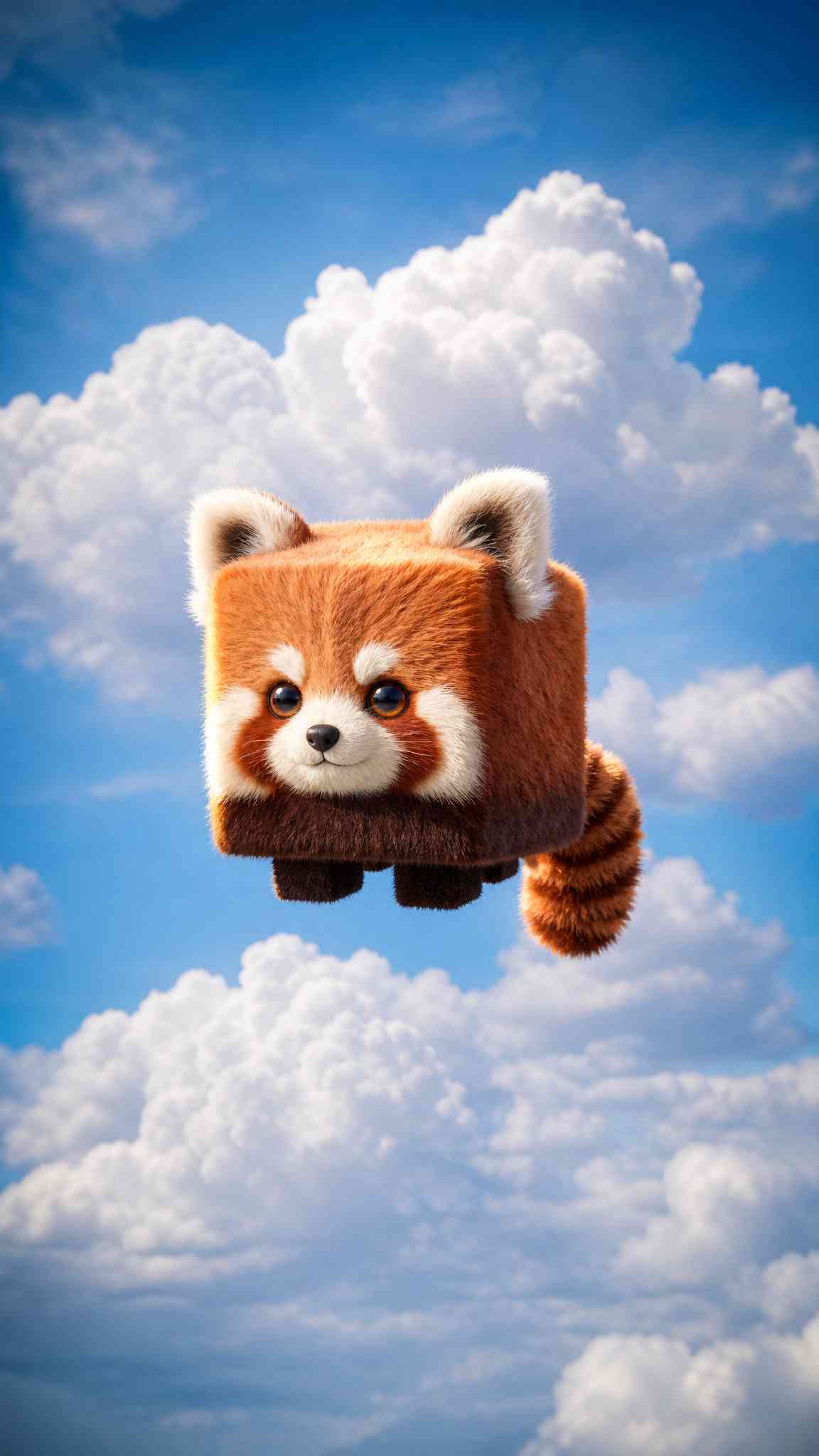 Cube Red Panda 3D Render - 4K Wallpaper