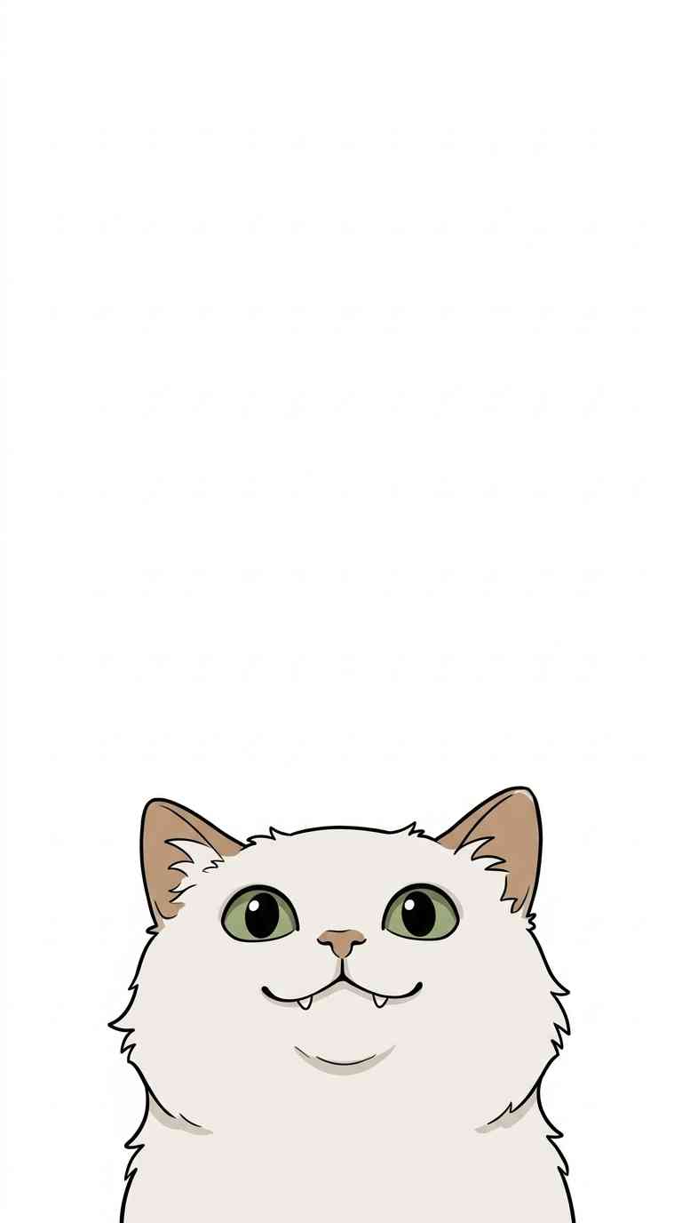 Gato Blanco Curioso Minimalista - Fondos para Celular 4K