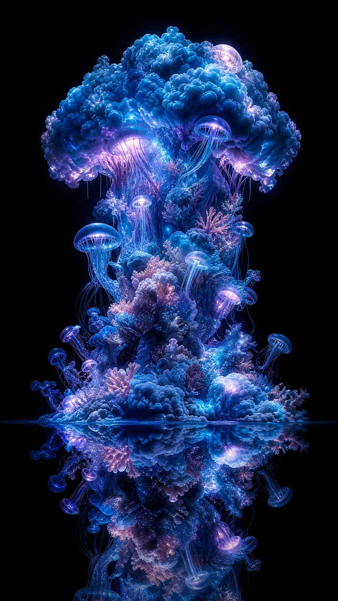 Ethereal Glowing Jellyfish & Coral 4K Wallpaper