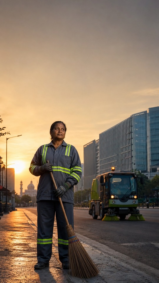 Travailleur Urbain au Petit Matin - 4K Arrière-plan