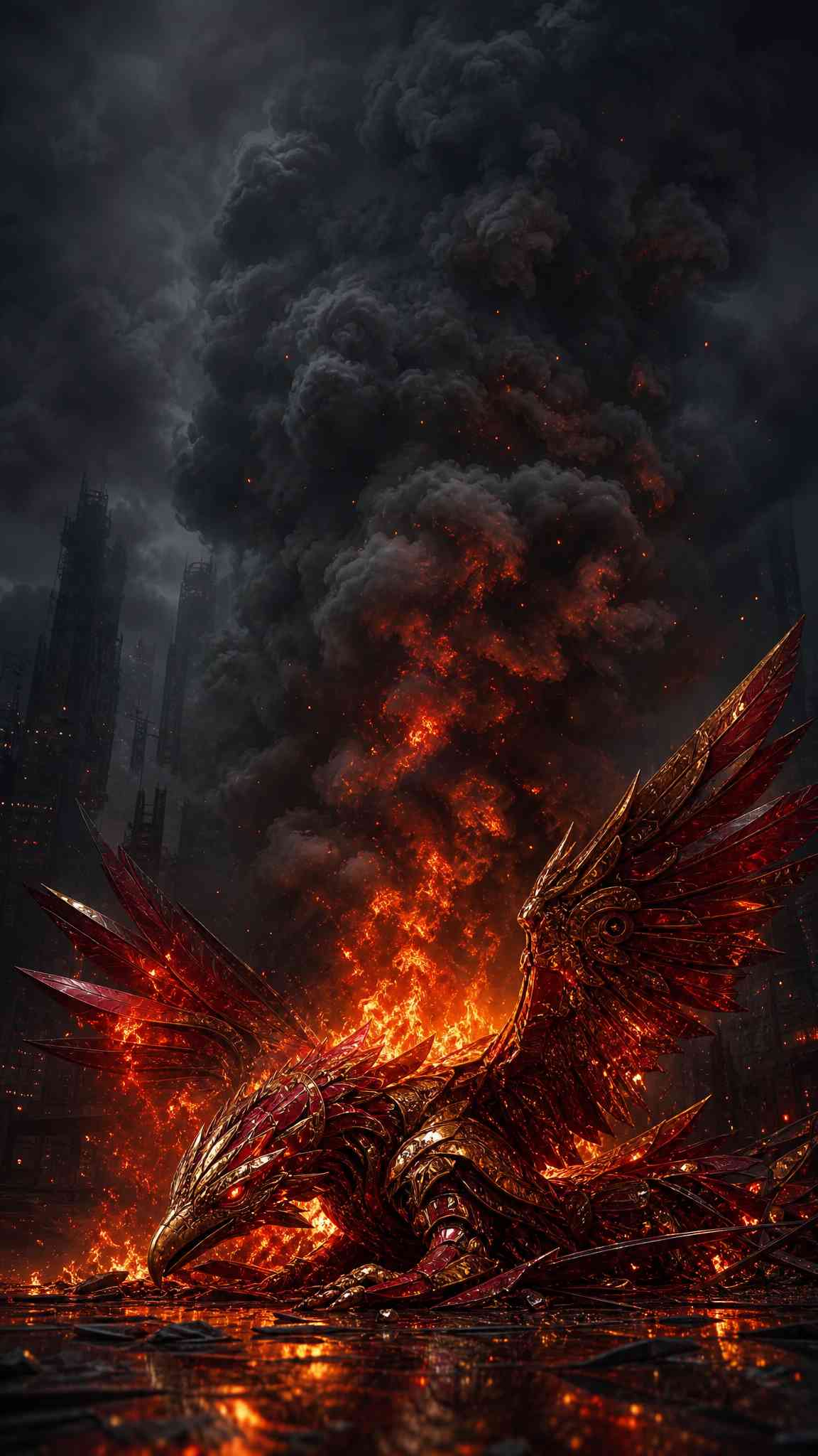 Armored Phoenix Fire Bird - 4K Wallpapers