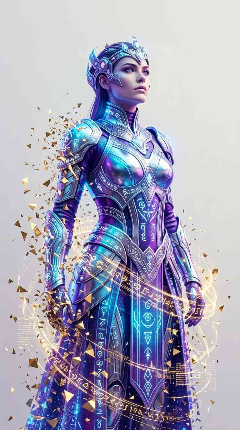 Mystic Iridescent Mage Warrior - 4K Wallpapers