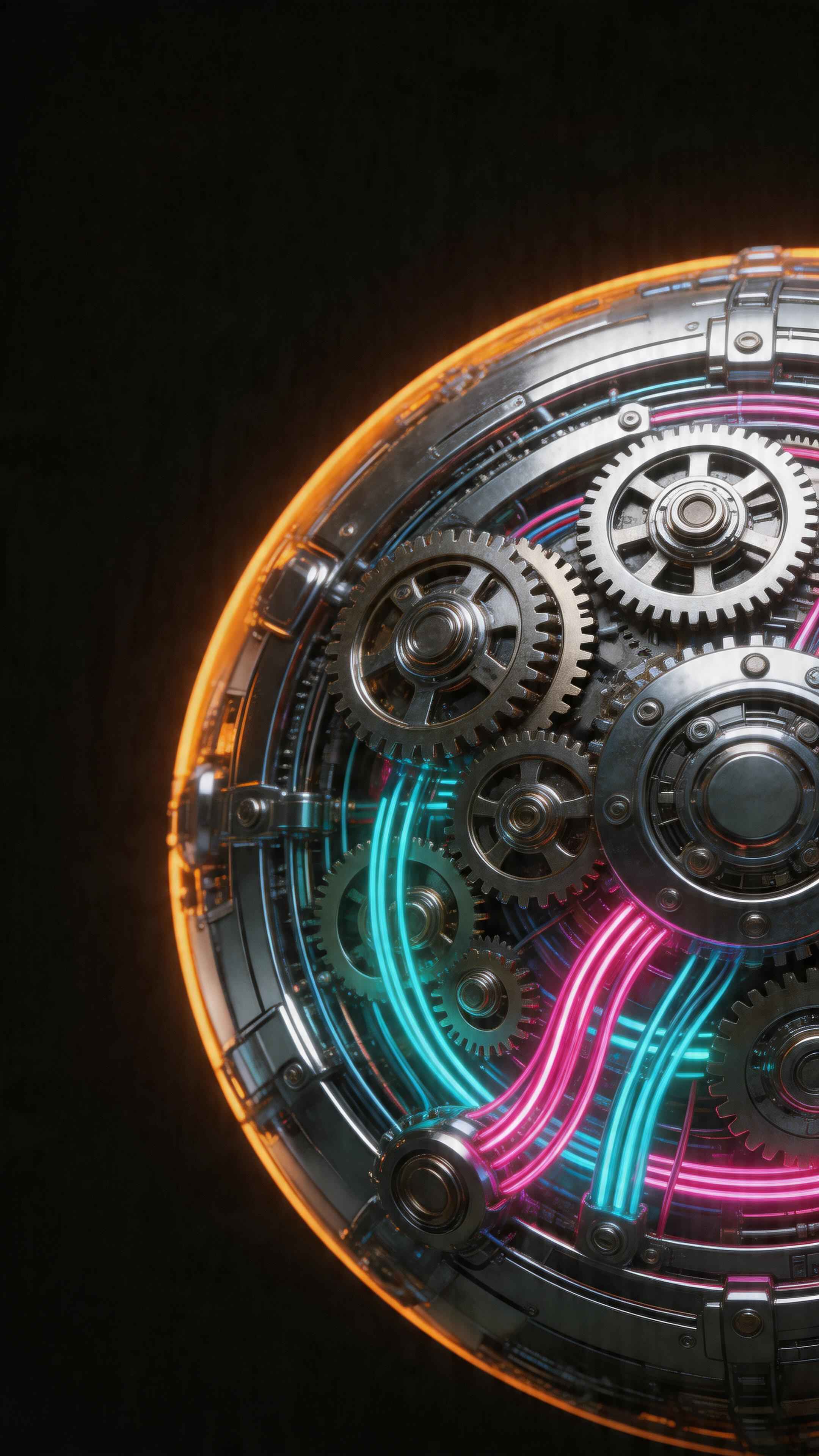 Cyberpunk Gear Mechanism - 4K Wallpaper