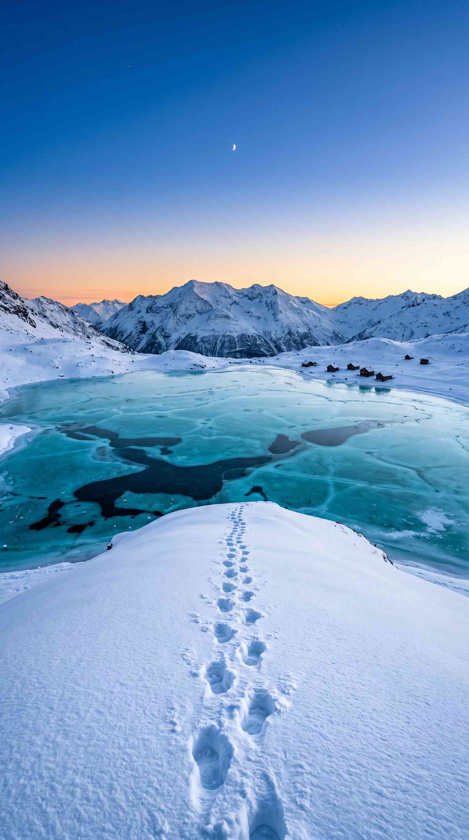 Winter Mountain Frozen Lake - 4K Wallpaper