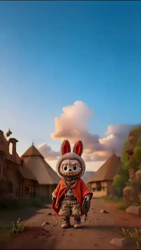 Guerrier Lapin Tribal 3D - Arrière-plan Dynamique
