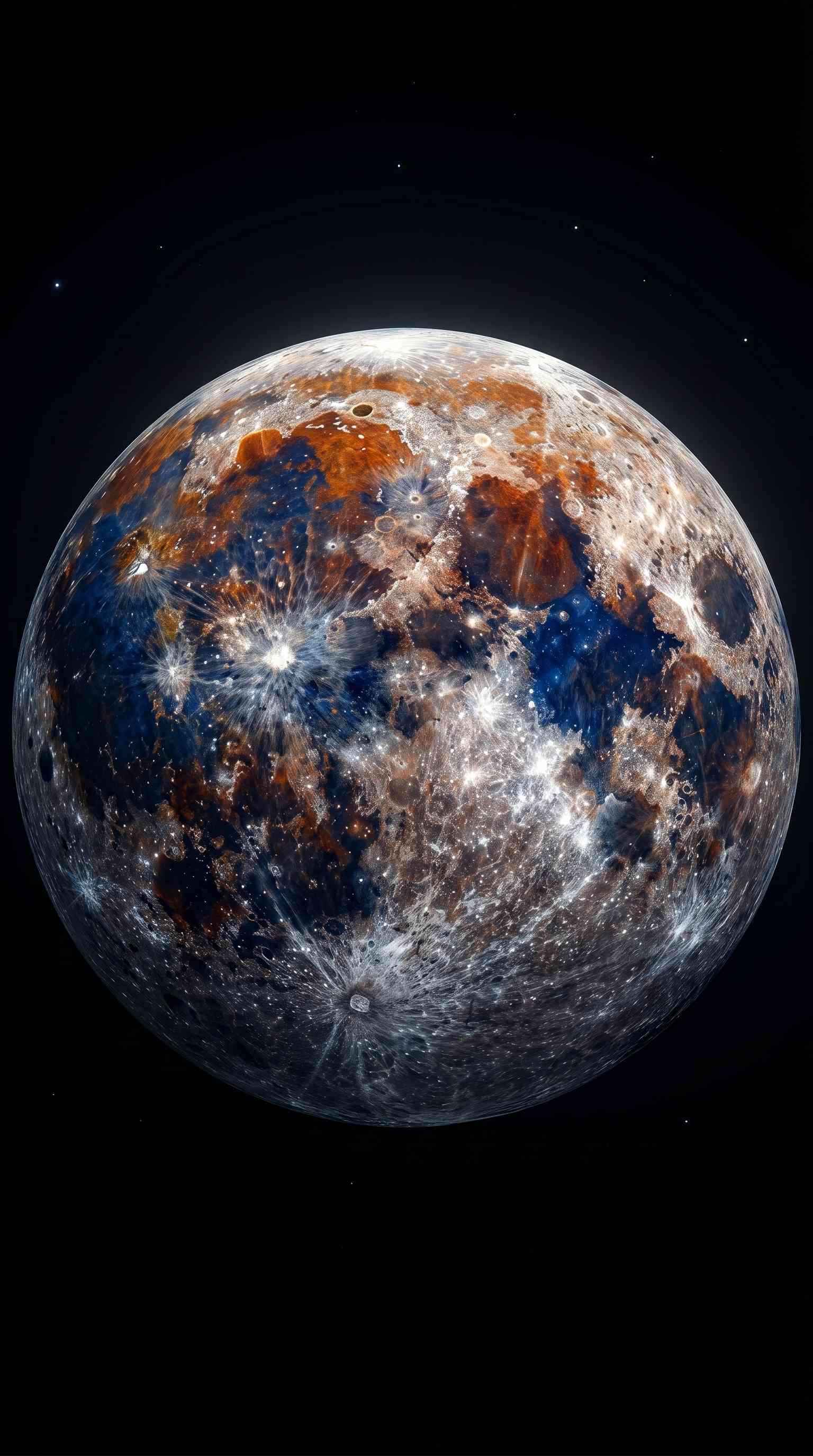 Mineral Full Moon Space Art - 4K Wallpaper